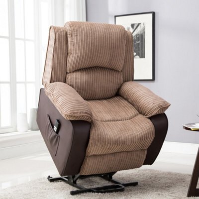 More4Homes Postana Dual Motor Electric Rise Recliner Jumbo Cord Fabric Armchair Electric Lift Riser Chair (Brown) - image 1