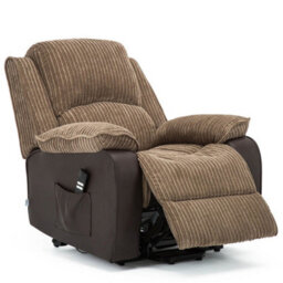More4Homes Postana Dual Motor Electric Rise Recliner Jumbo Cord Fabric Armchair Electric Lift Riser Chair (Brown) - thumbnail 3