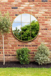 "Mirroroutlet - The Circulus - Gold Metal Frame Round Garden Wall Mirror 39"" X 39"" (100 X 100 Cm)" - thumbnail 2