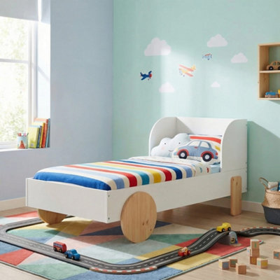 Nöa & Nani Noa & Nani Toddler Car Bed In White & Natural Pine Jonas - image 1