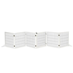 Pawhut Freestanding Pet Dog Gate 6 Panel Foldable Wooden Playpen 432Cm Long - thumbnail 2