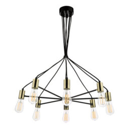 DAR Gabriel 8 Light Pendant Satin Black Antique Gold - thumbnail 2