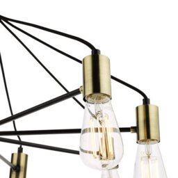 DAR Gabriel 8 Light Pendant Satin Black Antique Gold - thumbnail 3