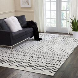White Shaggy Modern Geometric Moroccan Rug Easy To Clean Living Room Bedroom And Dining Room-282Cm X 389Cm