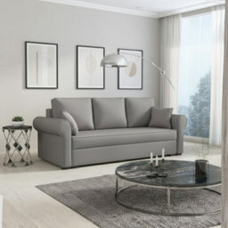 Olimpia 3 Seater Fabric Sofa Bed With Storage Modern Design Multiple Colours Light Grey - thumbnail 1