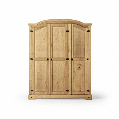 3 Door Arch Top Solid Pine Wardrobe Bedroom - image 1