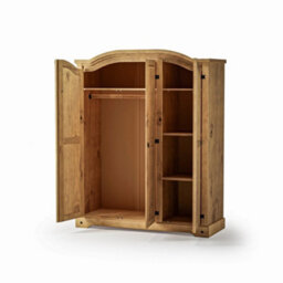 3 Door Arch Top Solid Pine Wardrobe Bedroom - thumbnail 2