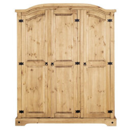 3 Door Arch Top Solid Pine Wardrobe Bedroom - thumbnail 3