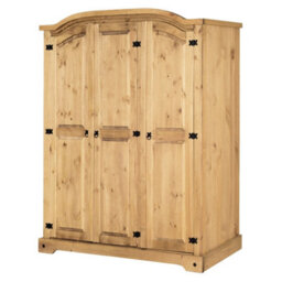 3 Door Arch Top Solid Pine Wardrobe Bedroom - thumbnail 4