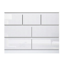 Fwstyle Stora White Gloss 7 Drawer Merchant Chest (H) 86Cm (W) 106Cm (D) 40Cm Extra Deep Drawers - thumbnail 8