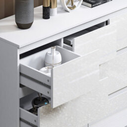 Fwstyle Stora White Gloss 7 Drawer Merchant Chest (H) 86Cm (W) 106Cm (D) 40Cm Extra Deep Drawers - thumbnail 6