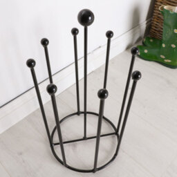 Dibor Four Pair Wellington Boot Rack Round Matte Black Welly Boot Storage Rack Garden Shoe Holder Shoe Rack - thumbnail 4