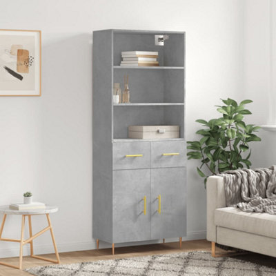 Berkfield Highboard Concrete Grey 69.5X34X180 Cm Engineered Wood - image 1