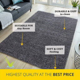 Abaseen 120X170 Cm Dark Grey Shaggy Rug - Soft Touch Thick Pile Modern Rugs - Washable Area Rugs For Home And Office - thumbnail 4