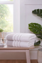 Rapport Home Dakota Stripe Cotton Bath Towels Set Of 2 (Brown)