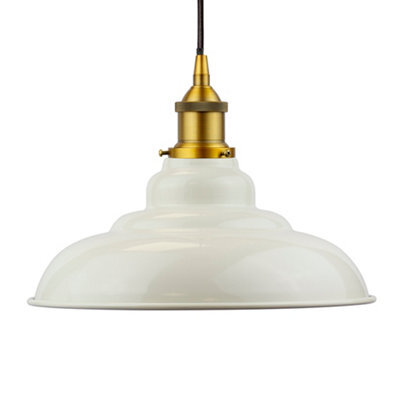 Clay White St Edmund's Painted Dome Pendant Light With Antique Gold Lamp Holder And Black Round Cable - Se Home - image 1