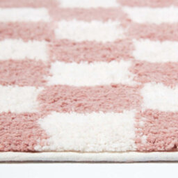 Homescapes Pink & White Check 100% Cotton Non Slip Bath Mat - thumbnail 3