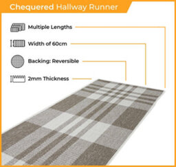 Chequered Indoor/outdoor Hallway Runner Rug - Durable, Reversible & Hardwearing Carpet For Home Or Garden - thumbnail 2