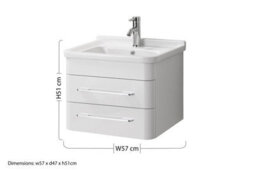 Premier Housewares Maison By Premier Savannah Wht Hi Gloss Under Basin 2 Drw Cabinet 57X46.5X51Cm, Delivered Fully Assmbled - thumbnail 2