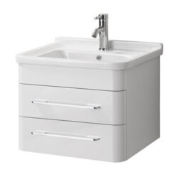 Premier Housewares Maison By Premier Savannah Wht Hi Gloss Under Basin 2 Drw Cabinet 57X46.5X51Cm, Delivered Fully Assmbled - thumbnail 1