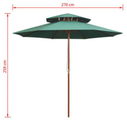 Berkfield Elegant Double Decker Parasol 270X270 Cm Wooden Pole Green - thumbnail 6