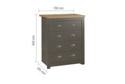 Birlea Highgate 4 Drawer Chest Dark Grey - thumbnail 9