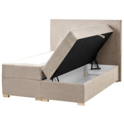 Beliani Divan Bed With Storage Fabric Major 120 X 200 Cm (Eu Small Double) Taupe - thumbnail 1