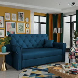 Viva Roma Iii Living Room Sofa Bed With Storage Polyurethane Foam Hr Foam Wave Springs Metal Legs 168X85X98Cm Blue - thumbnail 2