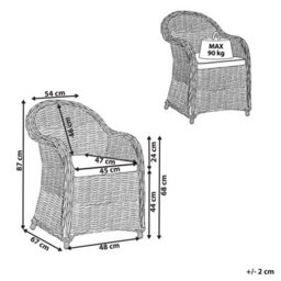 Beliani Susua Rattan Garden Armchair With Cushion, Indoor & Outdoor, Natural - thumbnail 3