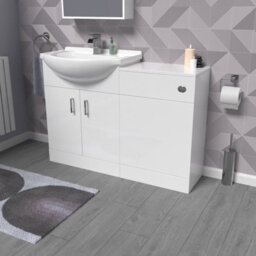 Nes Home Freestanding 1150mm White Vanity Unit With Basin & Wc Unit