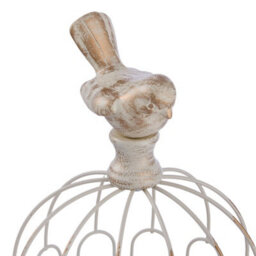 Living And Home Set Of 2 Distressed White Vintage Birdcage Iron Candle Holders Staggered Height Table Decor - thumbnail 7