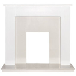 Adam Buxton Fireplace In Pure White & White Marble, 48 Inch - thumbnail 1
