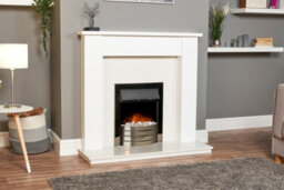 Adam Buxton Fireplace In Pure White & White Marble, 48 Inch - thumbnail 3