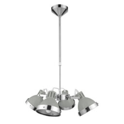 Orsina 4 Shade Grey Pendant Light With Chrome Detailing, Luxrious Ceiling Fixture, Hanging Lamp With Ceiling Mount