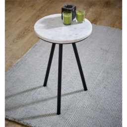 Worcester Ruby Side Table With White Marble Top & Metal Legs - thumbnail 3