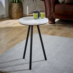 Worcester Ruby Side Table With White Marble Top & Metal Legs - thumbnail 2