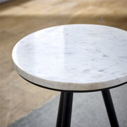 Worcester Ruby Side Table With White Marble Top & Metal Legs - thumbnail 4