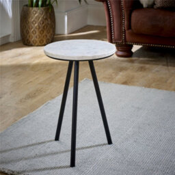 Worcester Ruby Side Table With White Marble Top & Metal Legs - thumbnail 1