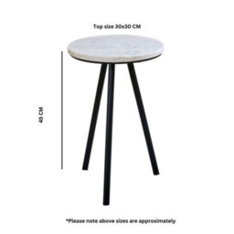 Worcester Ruby Side Table With White Marble Top & Metal Legs - thumbnail 5