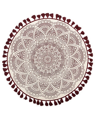 Beliani Ayakli 120Cm Round Cotton Rug Red Mandala Print For Living Room - image 1
