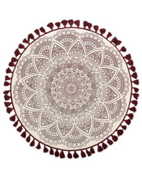 Beliani Ayakli 120Cm Round Cotton Rug Red Mandala Print For Living Room - thumbnail 1