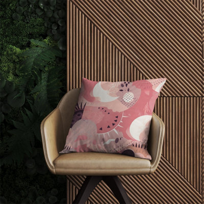 Warren Reed Designer Abstract Pink White Outdoor Cushion 60Cm X 60Cm