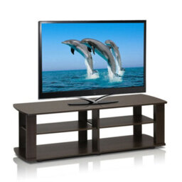 Walplus Dark Brown Tv Unit Entertainment Center Tv Stand Wood - Modern Tv Console Table For Living Room Bedroom - thumbnail 1
