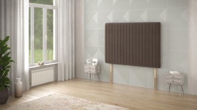 Somnior Beds Somnior  4Ft6 Eleanor Double 32 Inches Tweed Coffee Headboard With Wooden Struts