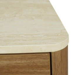 Sweeek - 4-Door Tv Stand 180 Cm With Travertine Effect Top And Wood Decor Walnut - Aretha - thumbnail 6