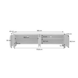 Sweeek - 4-Door Tv Stand 180 Cm With Travertine Effect Top And Wood Decor Walnut - Aretha - thumbnail 5