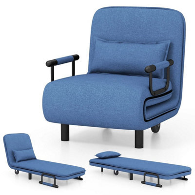 Folding Sofa Bed Chair Modern Fabric Sleep Function Holder With Pillow Single - image 1