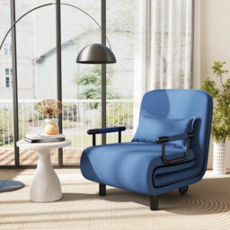 Folding Sofa Bed Chair Modern Fabric Sleep Function Holder With Pillow Single - thumbnail 6