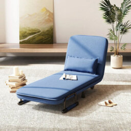 Folding Sofa Bed Chair Modern Fabric Sleep Function Holder With Pillow Single - thumbnail 3