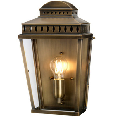 Stylish Outdoor Ip44 Wall Light In Aged Brass With Led E27 Socket - image 1